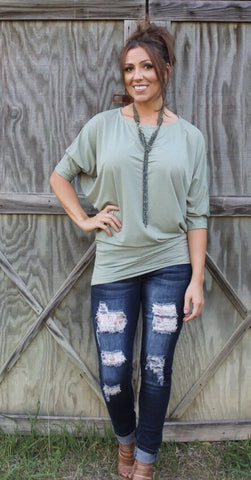 Dallas Dolman-Light Olive-3/4 Sleeve