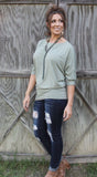 Dallas Dolman-Light Olive-3/4 Sleeve