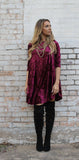 Addictive Dress-Crushed Velvet-Burgundy