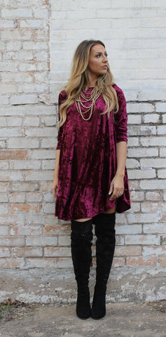 Addictive Dress-Crushed Velvet-Burgundy