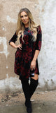 Addictive Dress-Velvet Red and Black