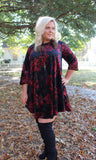 Addictive Dress-Velvet Red and Black