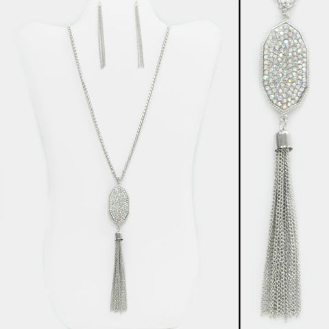 Rhinestone and Tassel Necklace