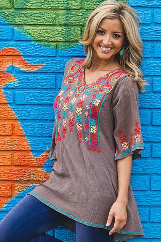 Plus Size embroidered top