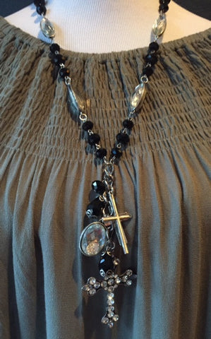 Black Multi Cross Necklace