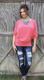 Dallas Dolman-Coral-3/4 sleeve