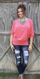 Dallas Dolman-Coral-3/4 sleeve