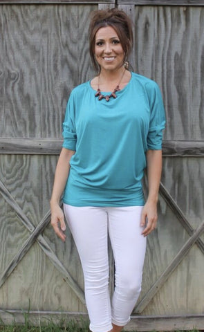 Dallas Dolman-Turquoise-3/4 sleeve