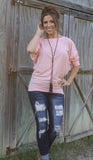 Dallas Dolman-Light Coral/Pink-3/4 Sleeve
