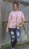 Dallas Dolman-Light Coral/Pink-3/4 Sleeve