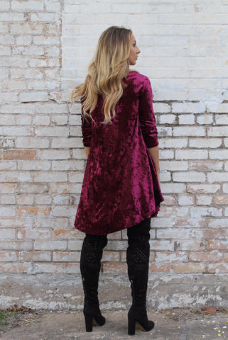 Burgundy crushed velvet dress clearance