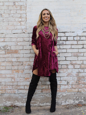 Addictive Dress-Crushed Velvet-Burgundy – Alison's Fashion