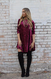 Addictive Dress-Crushed Velvet-Burgundy