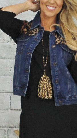 Leopard Tassel Necklace with Stones