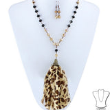 Leopard Tassel Necklace with Stones