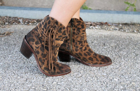 Can't Get Enough Leopard Fringe Boots