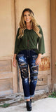 Military Patch Boyfriend Jeans