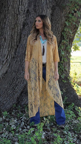 Spicy Mustard Lace Duster