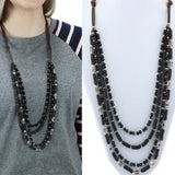 Black Stone Layered Necklace