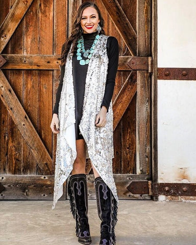 Sequin Like Diamonds Vest