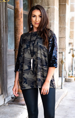 Sequin and Camo Top