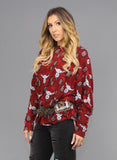 Wearing Waffle Top-Red