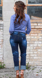 Rose Gold Sequin Patch Jeans