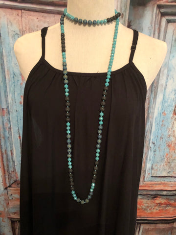 Turquoise and Black Stone Necklace