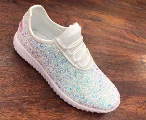 White Glitter Tennis Shoes – Alison's Fashion