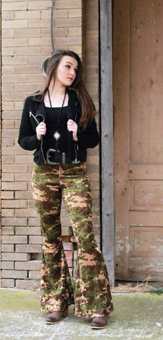 Camo Velvet Flare Pants – Alison's Fashion