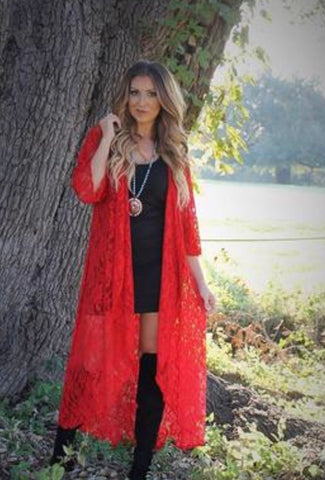 Crazy for Lace Duster-Red