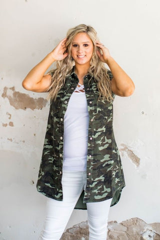 Camo sleeveless Top