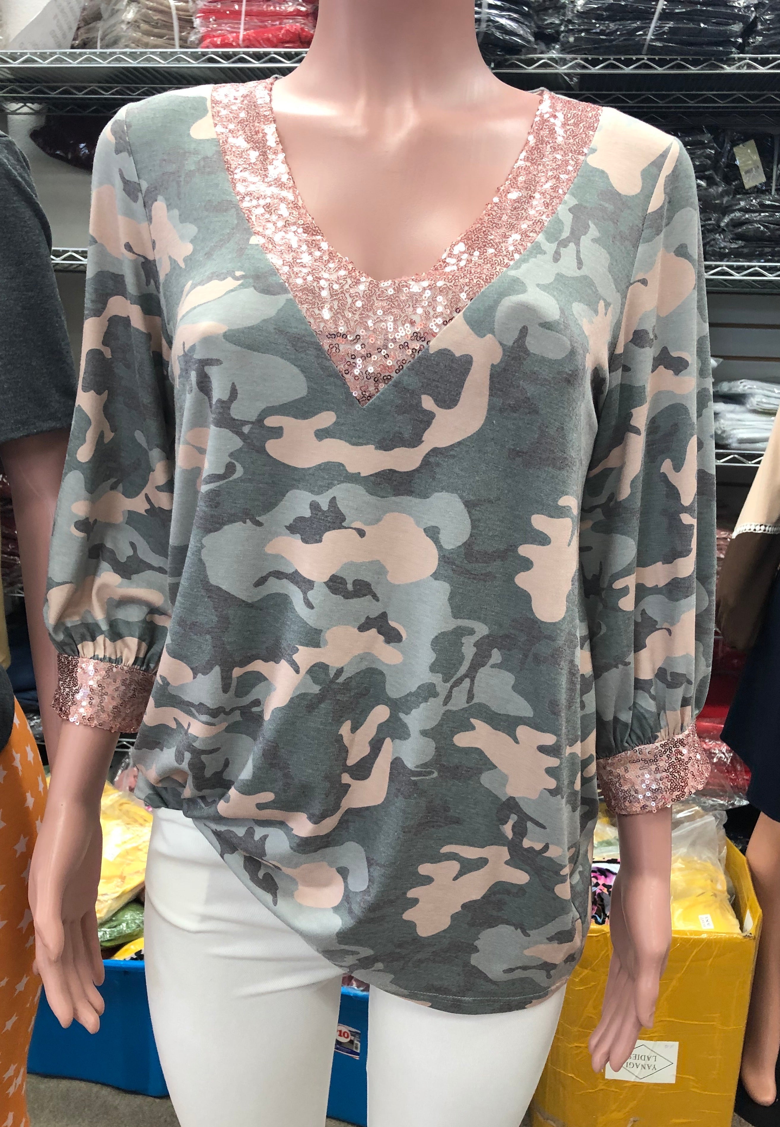 camo sequin top