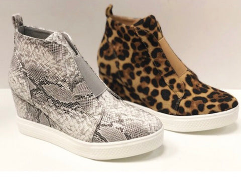 Zoey Wedge Sneakers-Snakeskin/Leopard