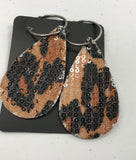 Sequin Leopard & Leather Earrings