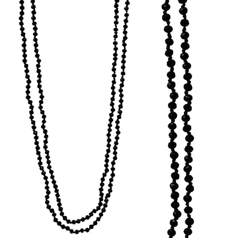 Crystal Long Necklace-Black