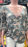 Camo and Sequin Top