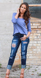 Rose Gold Sequin Patch Jeans