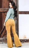 Corduroy Bell Bottom Pants-Mustard