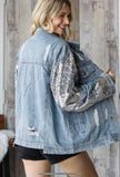 Destroyed Denim and Sequin Jacket