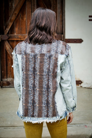 Snakeskin Sequin Denim Jacket