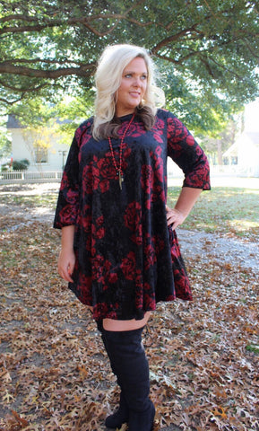 Addictive Dress-Velvet Red and Black – Alison's Fashion