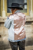 Rose Gold Sequin Denim Jacket