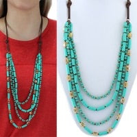Turquoise and Stone Layered Necklace