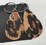 Sequin Leopard & Leather Earrings