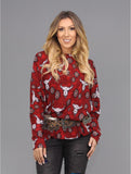 Wearing Waffle Top-Red