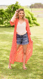 Hot Coral Lace Duster