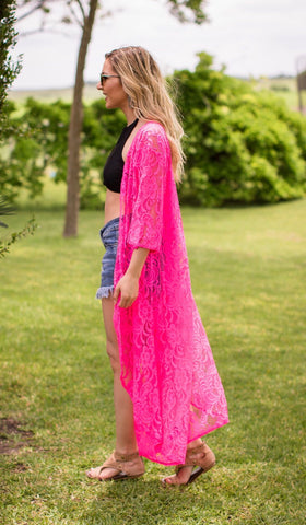 Hot Pink Lace Duster